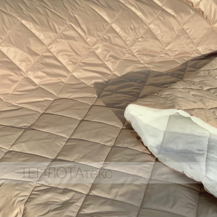 Ромбы 10*10см (Наша), плащевая CIRE. Стеганая ткань (ут. 200гр) (Бежевый)