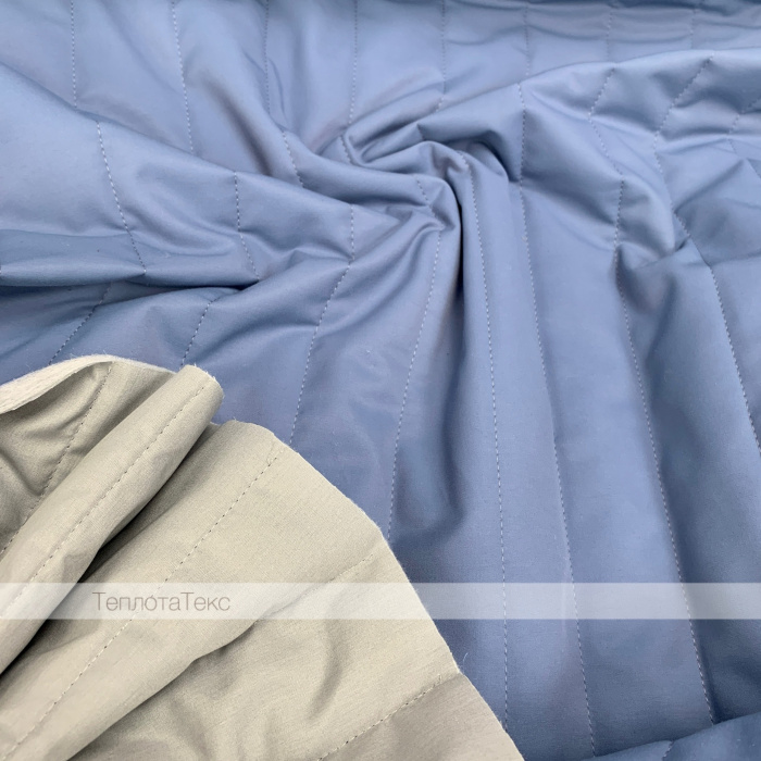 «Телогрейка» Стежка с подкладочной, Тренч/ Тиси однотонная, Полоса 5см, ут.80гр (Серо-синий / светло-серый)