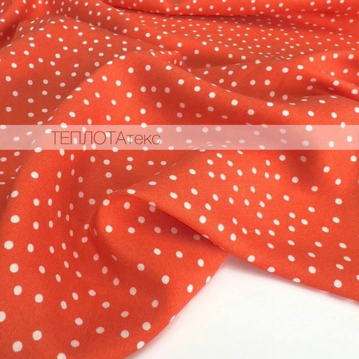 Горошки (3мм) на цветном фоне, штапель (2687 D8) (Оранжевый 7)