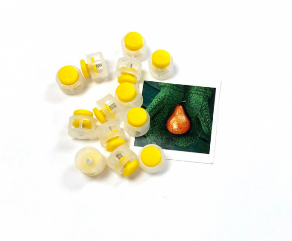 Шайба, фиксатор двойной прозрачный + цвет, 12*13мм, отверстие 5мм (Желтый)